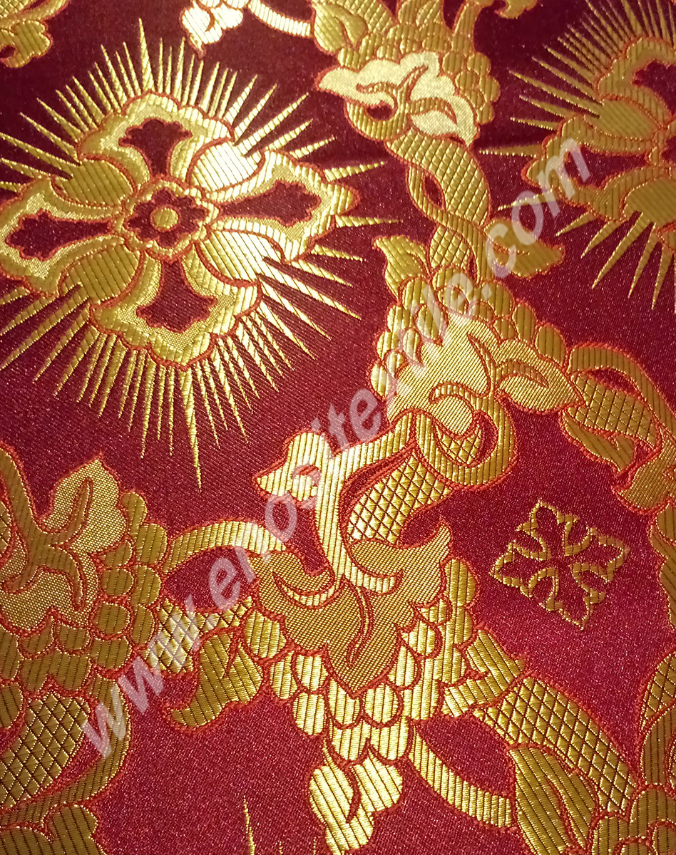 KL-003 Claret Red-Gold Brocade Fabrics